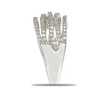 Suzy Levian Sterling Silver Cubic Zirconia Multi Row Ring