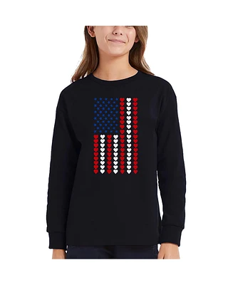 La Pop Art Girls Heart Flag Word Long Sleeve T-Shirt