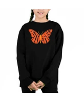 La Pop Art Girls Butterfly Word Crewneck Sweatshirt