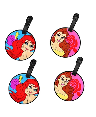 Disney Princess Luggage Tags Gifts Belle and Ariel Pvc Travel Tags Gifts - Set of 4