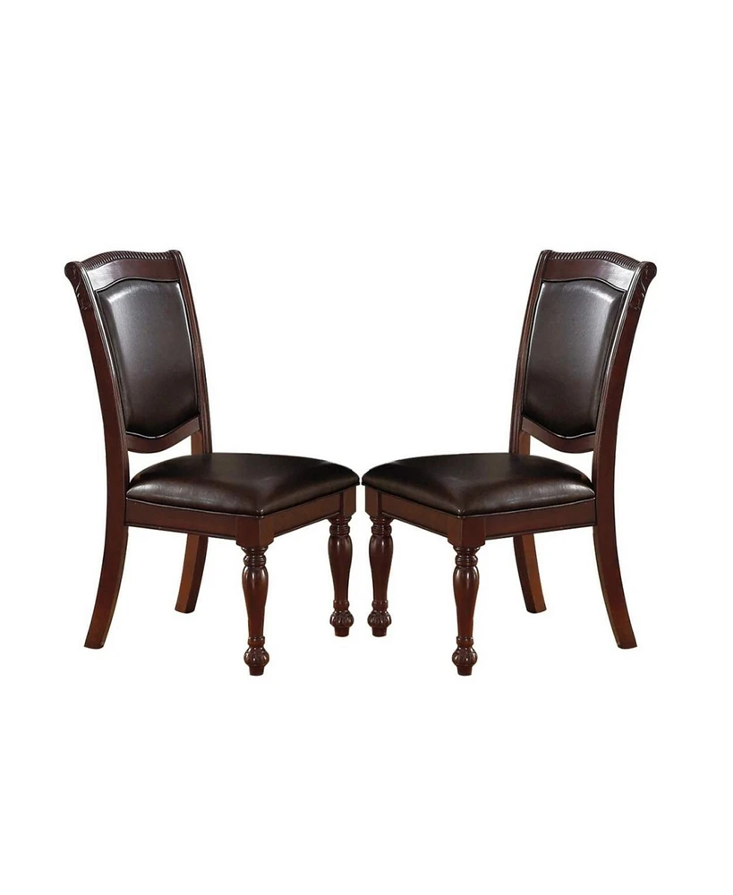 Simplie Fun Brown Faux Leather Side Chairs - Set of 2