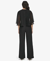 Calvin Klein Women's Chiffon-Cape-Sleeve Scuba-Crepe Jumpsuit