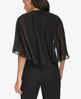 Calvin Klein Women's Chiffon-Cape-Sleeve Scuba-Crepe Jumpsuit