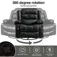 Black Swivel Rocker Recliner with Massage, Heat & Usb Charge