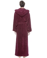 Arus Men's Thick Full Ankle Length Hooded Turkish Cotton Bathrobe