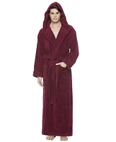 Arus Men's Thick Full Ankle Length Hooded Turkish Cotton Bathrobe