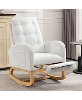 Simplie Fun High Back Accent Rocking Chair with Footrest