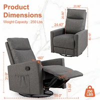 Manual Recliner Chair Winback Single Sofa, Grey