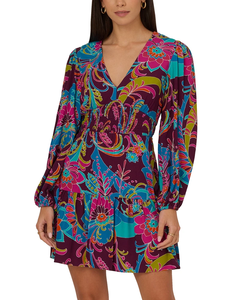 Adrianna by Papell Women's Printed Balloon-Sleeve Fit & Flare Dress