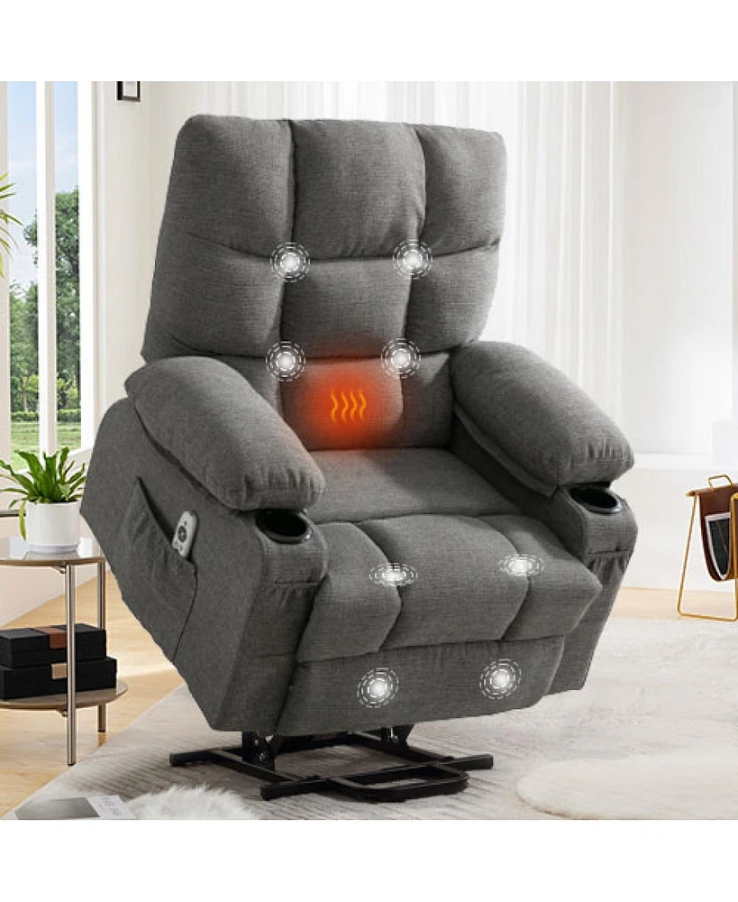 Streamdale Furniture Elderly Recliner Chair with Heat, Massage & Usb Charge Port