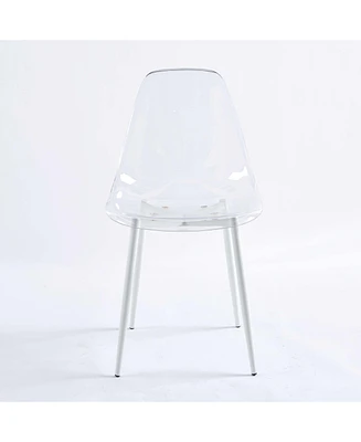 Simplie Fun Dining Chair, Set Of 4, Metal Leg, Plastic Seat