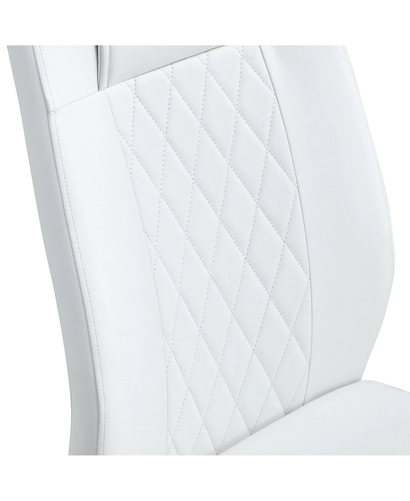 Simplie Fun 4 Modern Golden Leg Cushioned Chairs, White+Pu