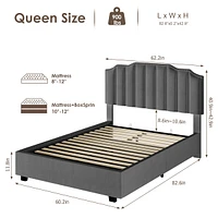 Lift Up Queen Size Bed Velvet Grey