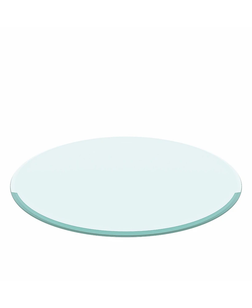 Simplie Fun 30" Inch Round Tempered Glass Table Top Clear Glass 2/5 Inch Thick Beveled Polished Edge