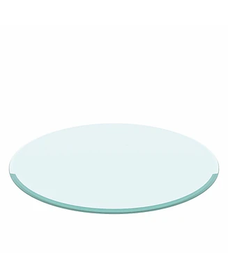 Simplie Fun 30" Inch Round Tempered Glass Table Top Clear Glass 2/5 Inch Thick Beveled Polished Edge