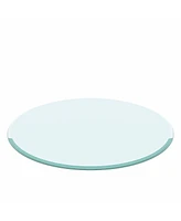 Simplie Fun 30" Inch Round Tempered Glass Table Top Clear Glass 2/5 Inch Thick Beveled Polished Edge