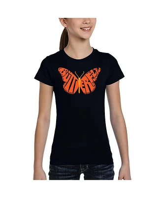 La Pop Art Girls Butterfly Word T-Shirt