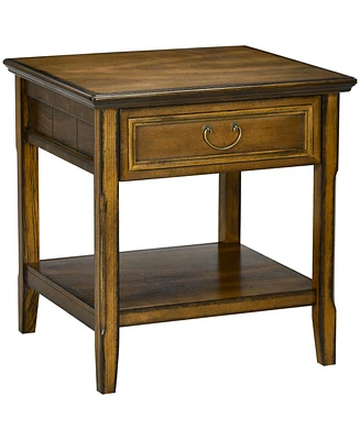 Streamdale Furniture Vintage Side Table with Storage and Drawer Shelf