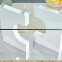 Rectangular modern coffee table with tempered glass top and white Mdf legs, perfect for living room