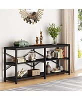 Tribesigns 70.9 Inch Extra Long Console Table, Modern Sofa Table Behind Couch Table with Storage Shelves, 3-Tier Industrial Hallway Entryway Table for