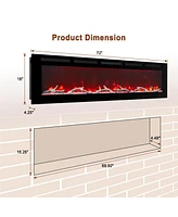 Mondawe 72" Wall-Mounted Recessed Electric Fireplace 4780 Btu Heater with Remote Control Adjustable Flame Color & Temperature Setting