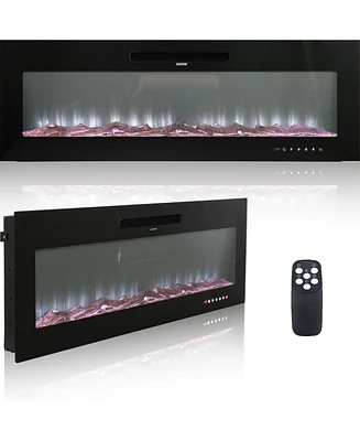 Mondawe 60" Recessed Wall-Mounted Electric Fireplace 5000 Btu Heater with Remote Control