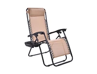 Slickblue Outdoor Folding Zero Gravity Reclining Lounge Chair with Utility Tray