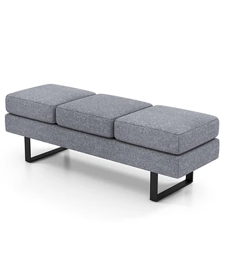 Costway Waiting Room Bench Seating with Metal Frame Leg Upholstered Reception Bench