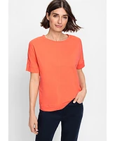 Olsen Women's Cotton Blend Short Sleeve Round Neck T-Shirt
