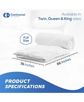 Continental Bedding 700 Fill Power Summer White down European Comforter, Full