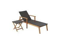 Slickblue 2 Pieces Patio Chaise Lounge and Table Set with 4-Level Adjustable Backrest