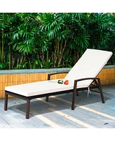 Slickblue Outdoor Adjustable Reclining Patio Rattan Lounge Chair with Backrest