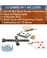 We Games Mini Double 6 Dominoes, Dice and Card Travel Game