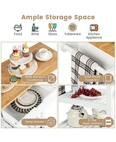 Slickblue 3-Tier Kitchen Island Cart Rolling Service Trolley with Wicker Top