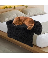 Slickblue Plush Calming Dog Couch Bed with Anti-Slip Bottom