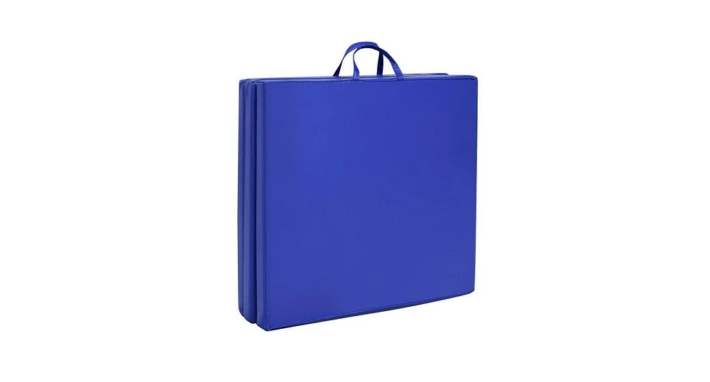 Slickblue 6 x 2 Feet Tri-Fold Exercise Gymnastics Mat with Carrying Handles-Blue