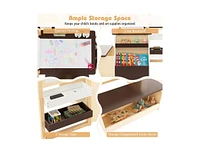 Slickblue Kids Art Center Wooden Table Bench Set