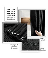 Clara Clark Heavy Duty Fabric Water-resistant Shower Curtains - Waffle Design 72"x72"