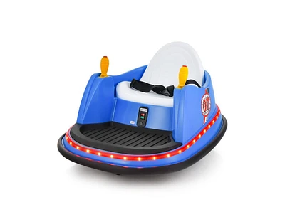 Slickblue 12V Electric Kids Ride On Bumper Car with Flashing Lights for Toddlers