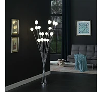 61.5" In 16-Light Acrylic Globe Aluminun Led Chrysanthe Silver Chrome Metal Floor Lamp