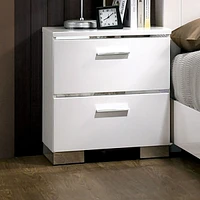 Streamdale Furniture High Gloss White Nightstand with Usb Charger