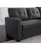 Simplie Fun Upholstered Pull Out Sectional Sofa With Chaise