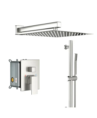 Simplie Fun Brushed Nickel Wall Mounted Rain Shower System