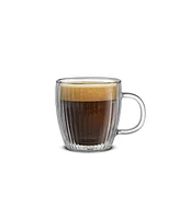 JoyJolt Fluted Glass 5.4oz Espresso Mugs, Set of 2