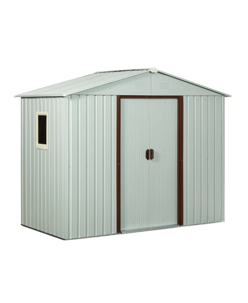 Simplie Fun 8FT X 4FT Outdoor Metal Storage Shed With Window White