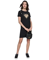 Karl Lagerfeld Paris Women's Embellished Heart T-Shirt Dress