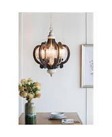 Farmhouse Pendant Light, Wood Chandelier - 6 Lights