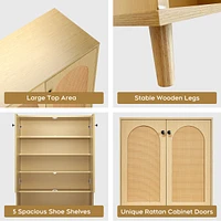 Simplie Fun Shoe Storage Cabinet With Adjustable Plates Natural Doors