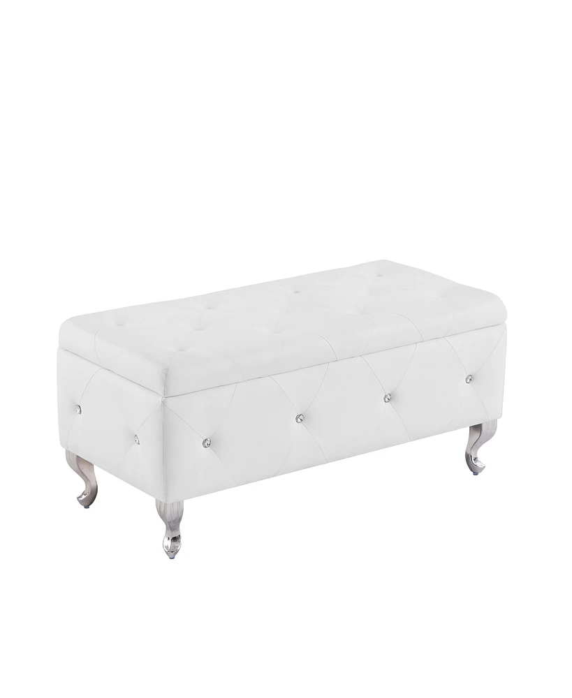 Simplie Fun Flip Top Storage Bench with Padded Seat, White