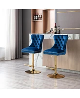Simplie Fun Swivel Bar Stools Chair Set Of 2 Modern Adjustable Counter Height Bar Stools, Velvet